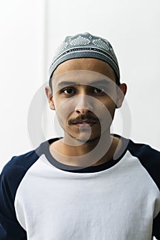 A cheerful muslim man portrait photo