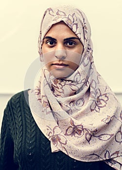 A cheerful Muslim woman portrait