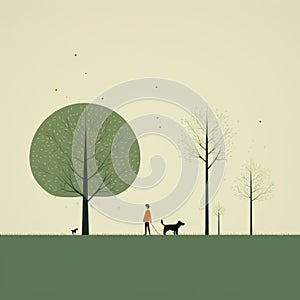 Cheerful Outdoor Scenes: Digital Art Of Trees, Walks, And Dog By Christina Moloy