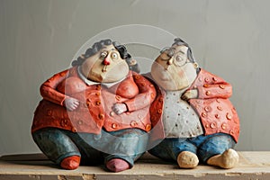 Cheerful overweight couple in a loving relationship, sharing laughter and happiness together.