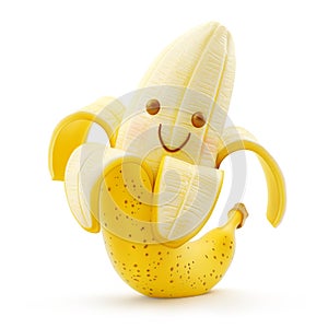 Cheerful peeled banana character photo