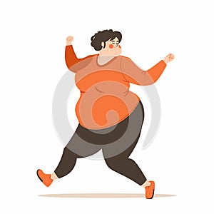 cheerful plussize woman dances energetically, depicted modern flat style vector illustration photo