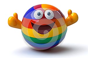 Cheerful rainbow sphere character