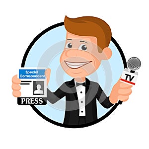 Cheerful reporter vectorial illustration.