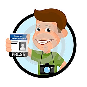 Cheerful reporter vectorial illustration. photo