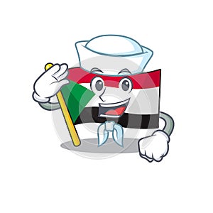 Cheerful sailor cartoon flag sudan with mascot