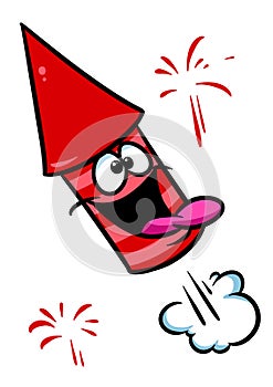 Cheerful salute rocket character cartoon illustration