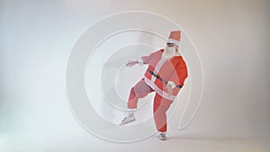 Cheerful Santa Claus partying on Christmas eve. 4K.
