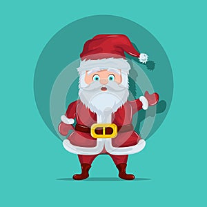 Cheerful santa claus waving