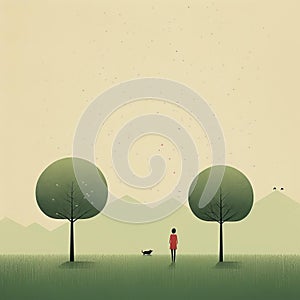 Cheerful Scene: Minimalist Illustration Inspired By Alessandro Gottardo photo