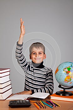 Cheerful Schoolboy ready to answer question