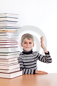 Cheerful Schoolboy ready to answer question