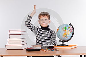 Cheerful Schoolboy ready to answer question