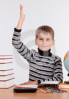 Cheerful Schoolboy ready to answer question