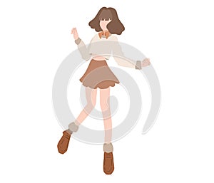 Cheerful schoolgirl in warm shades