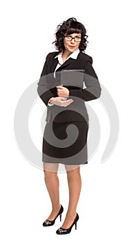 Cheerful senior business woman with Tablet computer