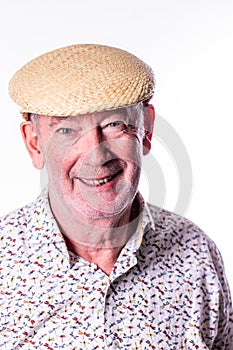 Cheerful Senior with a Straw Boater Hat