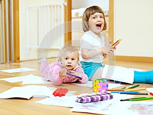 Cheerful sibling in home