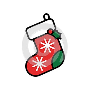 Christmas Stocking Icon Vector Illustration