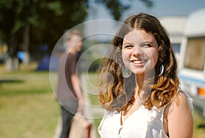 Cheerful smiling teenage girl portrait