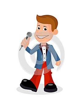 Cheerful soloist with the microphone a vectorial illustration. photo