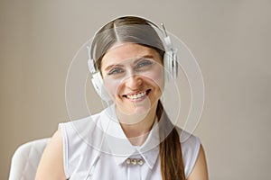 Cheerful support agent with headset ready to help