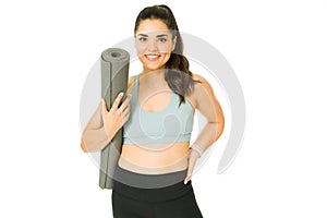 Cheerful woman in activewear