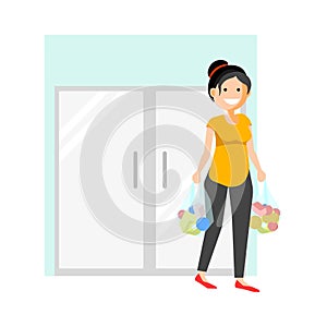 Cheerful woman with buyings photo