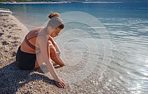 Cheerful woman enjoying the beach