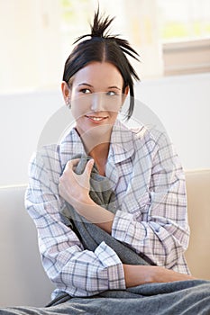 Cheerful woman in pyjama