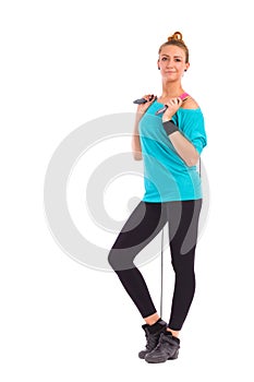 Cheerful Woman with Skipping-rope