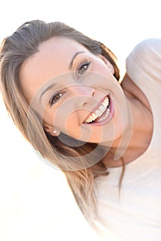 Cheerful woman smiling