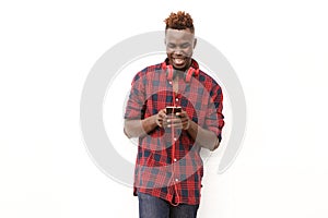 Cheerful young african american man with headphones