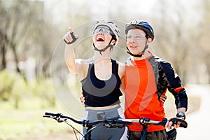 Cheerful young athletes in helmets