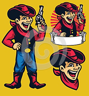 Cheerful young cowboy mascot