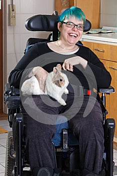 Cheerful young infantile cerebral palsy patient.