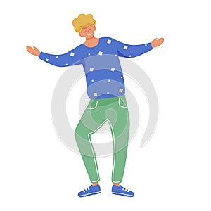 Cheerful young man flat vector illustration