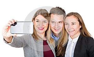 Cheerful young people taking a selfie