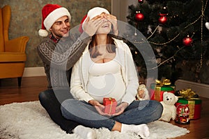 Cheerful young pregnant woman with her husband