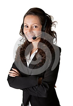 Cheerfull call center operator photo