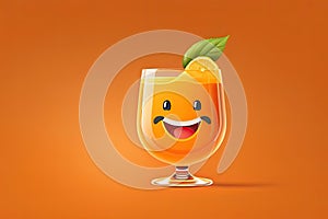 Cheerfull Orange Juice Glass Generative AI photo