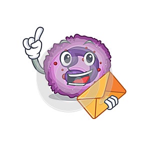 Cheerfully eosinophil cell mascot design with envelope