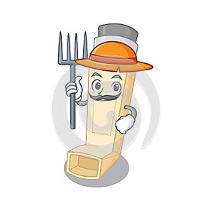 Cheerfully Farmer asthma inhaler cartoon picture with hat and tools