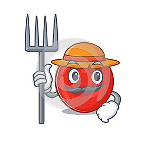 Cheerfully Farmer erythrocyte cell cartoon picture with hat and tools