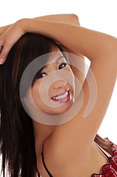 Cheerfully Smiling Asian American Teen Girl Portait