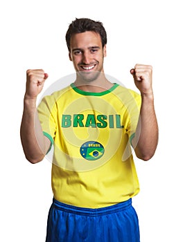 Cheering brazilian soccer fan