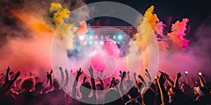 Cheering crowd at a rock concert - AI Generated