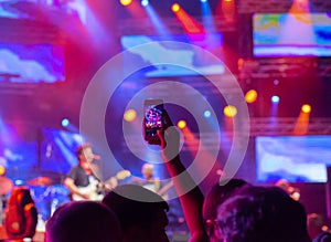 Cheering crowd at a rock concert