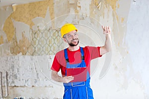 Cheering handyman after a job well done