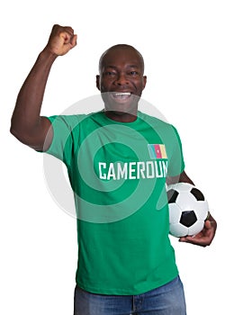 Cheering Soccer fan from Cameroon with ball